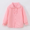 thumbnail image 5 of Tisuna Kids Girls Long Sleeve Shirts Lightweight Crewneck Solid Color Blouse Girls Daily Wear Fall Outfits Size 2-3 Years Pink, 5 of 9
