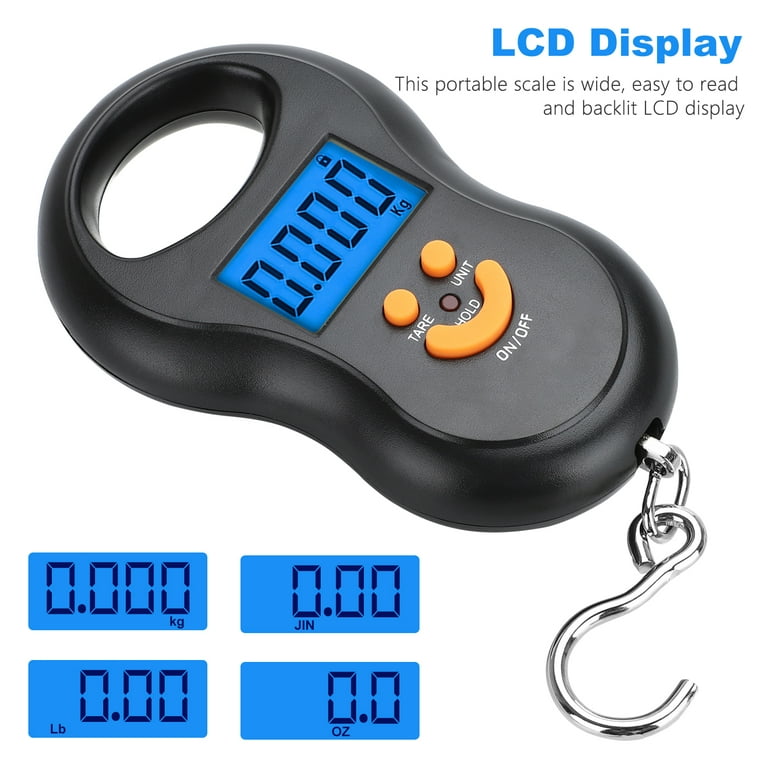  Digital Scale,Luggage Scale 50kg/110lb Portable Electronic LCD  Digital Travel Postal Fishing Hook Weight Scale with Tape Measure Hook and  Backlit LCD Display : Clothing, Shoes & Jewelry