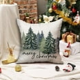 thumbnail image 3 of Christmas Pillow Covers 16x16 inch Set of 2 Watercolor Blue Green Christmas Tree Decorative White Throw Pillow Covers Winter Famliy Decoration for Home Couch 31D, 3 of 6