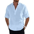 thumbnail image 4 of Hippie Beach Men's Cotton Linen Long Sleeve Casual T-Shirt, 4 of 9