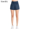 thumbnail image 2 of Pantalones cortos para correr para mujer, para entrenamiento, atletismo, gimnasio, yoga, con bolsillos para teléfono, azul, 8/L,:;:;, 2 of 7