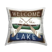 Stupell Industries Welcome to Lake Rustic Canoe Crossed Paddles Design by Elizabeth Tyndall Throw Pillow