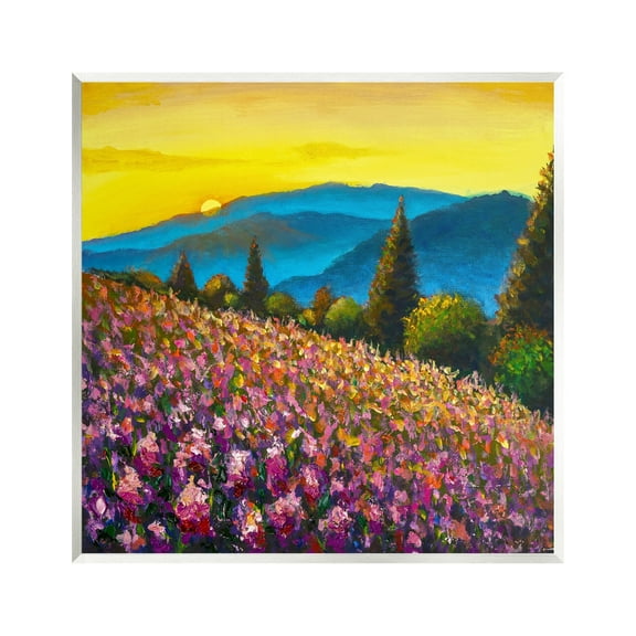 Stupell Industries Vivid Mountain Meadow Scenery Nature Painting Unframed Art Print Wall Art, 12 x 12