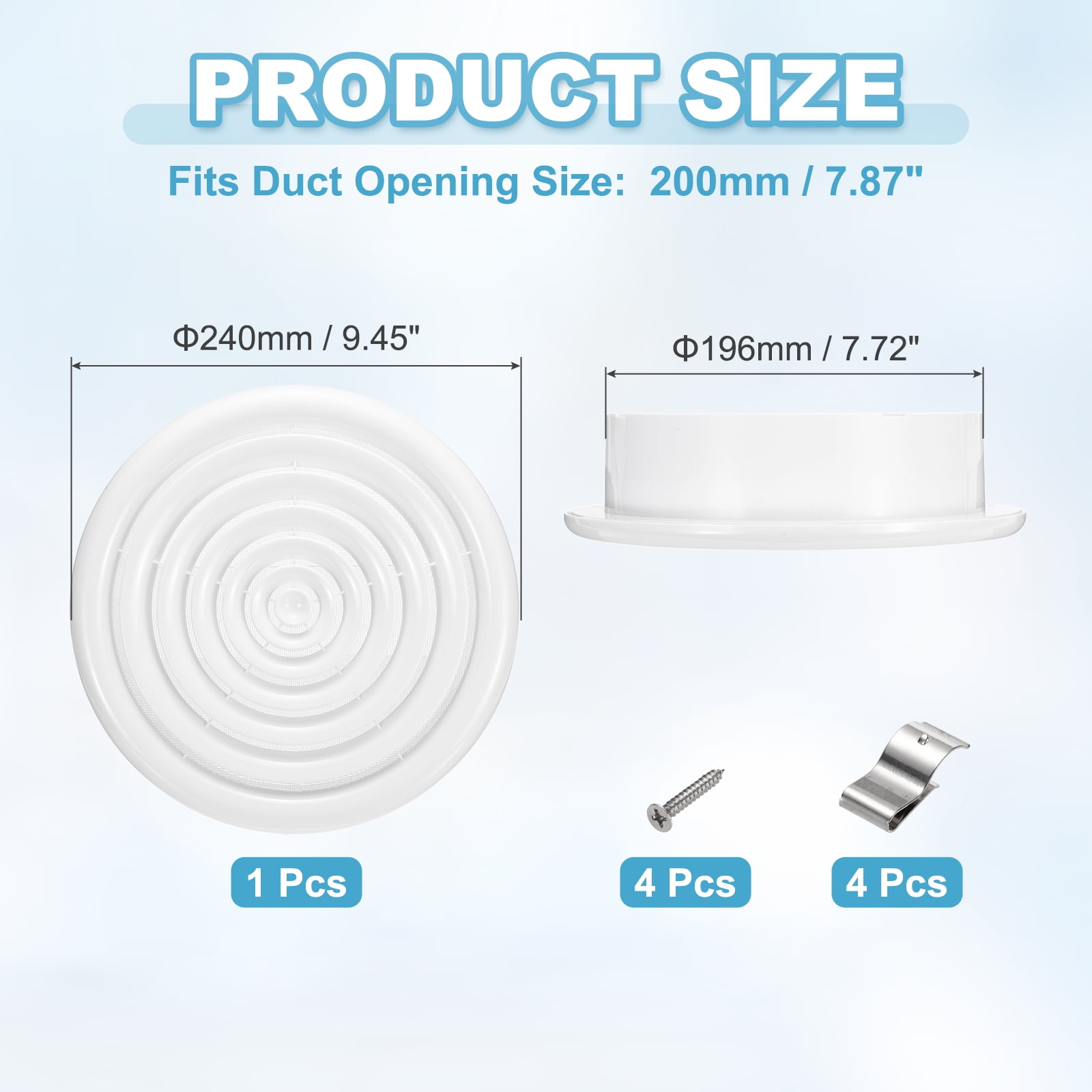 Uxcell 8 Inch Round Air Vent Cover, ABS Louver Air Diffuser Ceiling Vent Covers, White