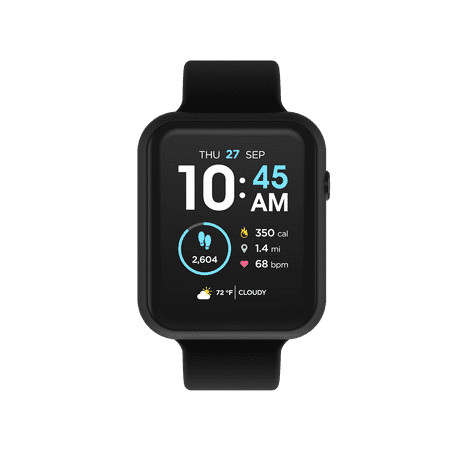 iTech Fusion 3 Unisex Adult Smart Watch, Black, Silicone Strap