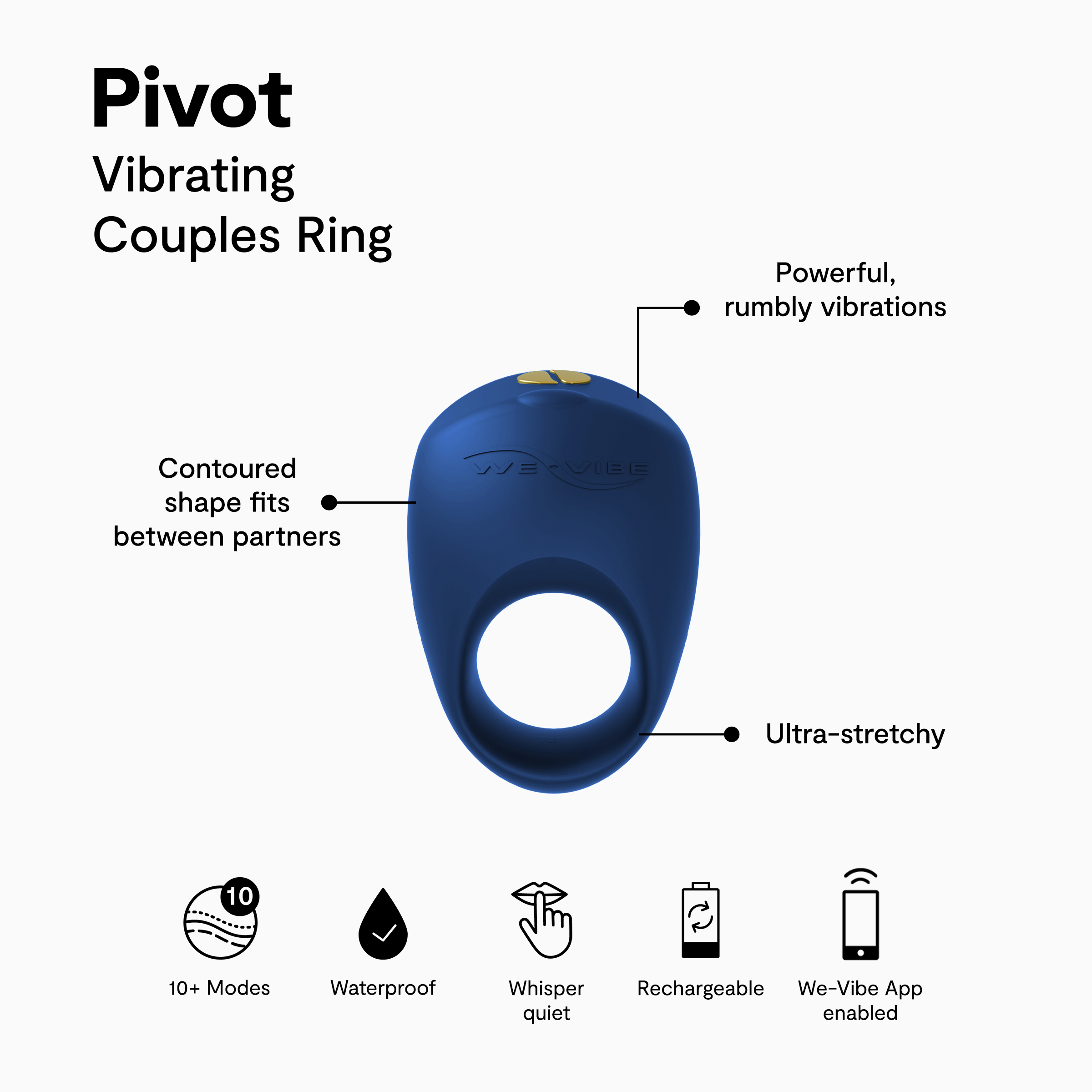 We-Vibe Pivot Wearable Vibrating Ring with Remote and App, Blue - image 2 of 9