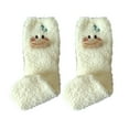 thumbnail image 2 of White Stockings Womens 3D Coral Velvet Socks Thickened In Winter Warm Sleep Socks Home Socks Cartoon Ducks Cute Floor Socks Medium Socks, 2 of 3