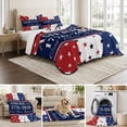 thumbnail image 6 of Queen Quilt Set 90''x96'', America Flag Lightweight Summer Bedspread Coverlet Set with 2 Pillow Shams, Red Blue White Star Independence Day Breathable All Season Quilt Bedding for Bedroom/Guest Room, 6 of 9