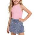 thumbnail image 2 of Amidoa Girls 2 Piece Outfits Summer Clothes Tank Top Floral Print Sleeveless Solid Color Cute T-Shirt and Casual Shorts Kids Clothing Sets Pink Size 7, 2 of 9