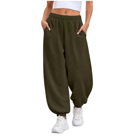 Kids Girls Baggy Sweatpants Elastic Waist Jogger Pants with Cuffed Ankles Loose Fit Lounge Trousers 4-14Y