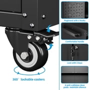 Aobabo Garage Storage Cabinet, Tool Cabinets for Garage, 2 Door Tool Cabinet on Wheels, Locking Steel Storage Cabinet with 1 Adjustable Shelves for Garage, School, Home, Warehouse (Black)