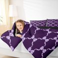 thumbnail image 3 of Manfei Lavender Satin Bow Dark Purple Full Size Comforter Sets, Shiny Ribbon Bedding Sets for Girls Women, Black Reversible, 3pcs, 3 of 6