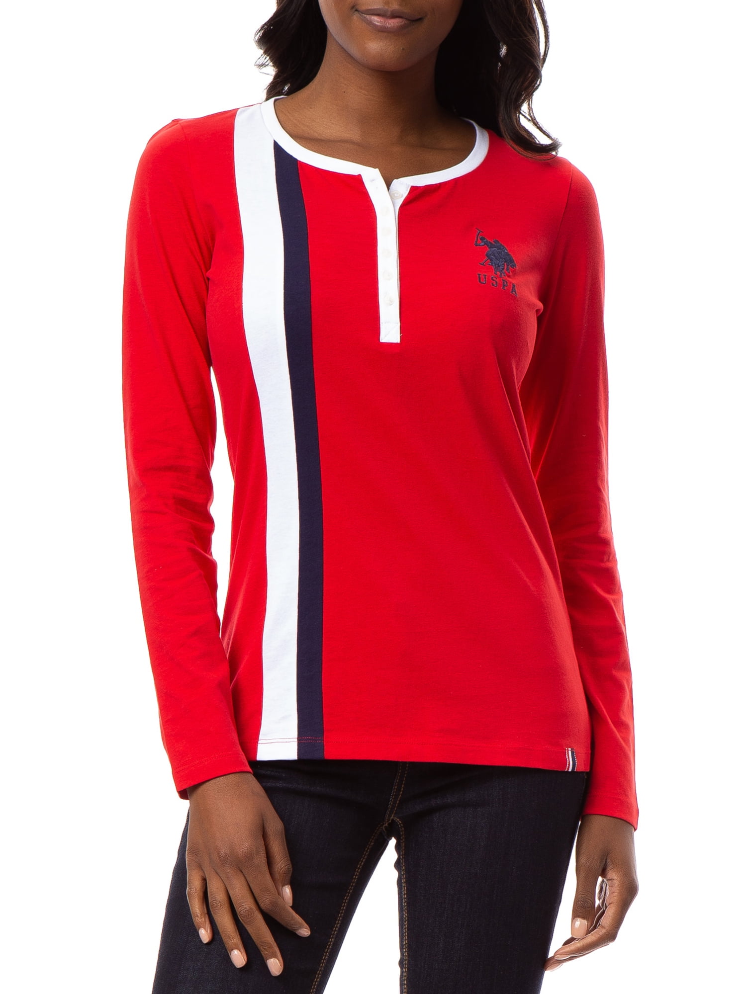 US Polo Assn. Women's Long sleeve Henley Jersey Tee
