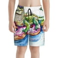thumbnail image 2 of Cauagu Alligator Donut Pool Float Print Swim Trunks for Men,Youth Boys Swim Shorts Compression Liner Beach Shorts Boys' Swimming Shorts 7-20 Years Bathing Suit-Large, 2 of 7