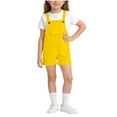 thumbnail image 2 of CQONEPT Girls Denim Overalls Kids Summer Sleeveless Rompers Overall Shorts Jumpsuit Y2k Pockets School Uniform Yellow 11-12 Years, 2 of 7