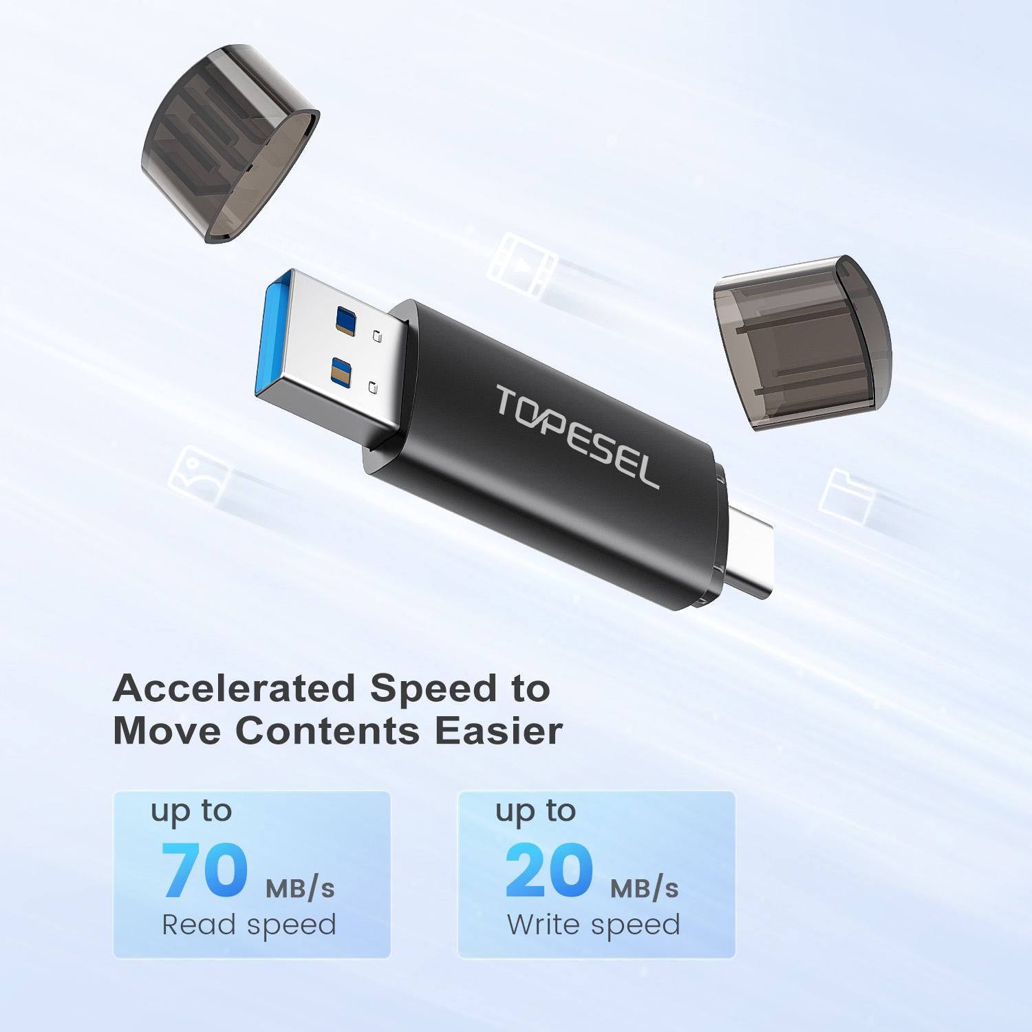 Topesel 128GB Dual USB 3.0 Flash Drive USB-C & USB-A photo 4