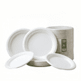 thumbnail image 1 of Platos Desechables Blancos 7/9 Pulgadas,100% Compostables | Hechos de Bagazo de Caña de Azúcar | Color Natural | Resistentes a Líquidos| Seguros | Ideales para Comidas al Aire Libre y Fiestas, 1 of 7