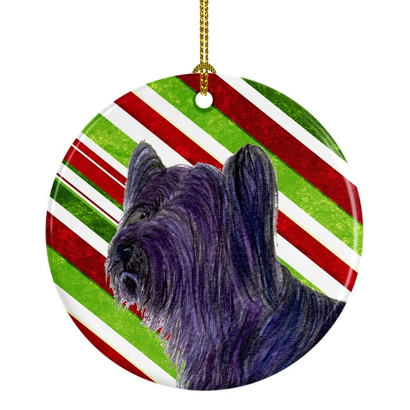 Carolines Treasures SS4532-CO1 Skye Terrier Candy Cane Holiday Christmas Ceramic Ornament 3 in multicolor