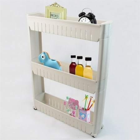 

MATHOWAL 1 Pc White Gap Storage Shelf For Kitchen Storage Skating Movable Plastic Bathroom Shelf Save Space 3/4 layers High Quality