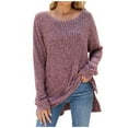 thumbnail image 2 of Womens Waffle Knit Tops Thermal Long Sleeve T Shirts for Women Slim Fitted Crew Neck Pullover Shirts Blouse, 2 of 3