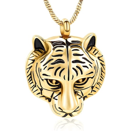 Lion Head / Tiger Head Cremation Urn Necklace for Ashes for Men Memorial Ashes Holder Keepsake Pendant Stainless Steel Mens Ashes Keepsake Memorial Jewelry