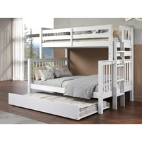 Bedz King Bunk Beds Twin over Full Mission Style with End Ladder and a Twin Trundle, White
