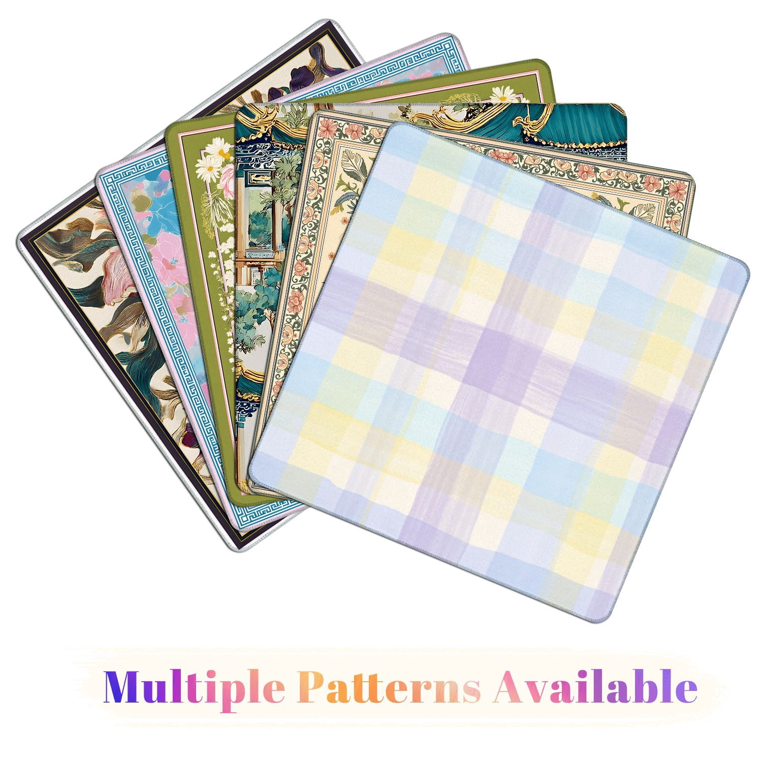 Mahjong Mat 31.5" x 31.5" Pastel Plaid Soft Brushstroke Non-Slip Noise Reduction American Mahjong Tiles Table Cover for Dominoes Poker Card Board Games Gift