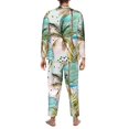 thumbnail image 5 of Kll Watercolor Palm Tree Sleepwear Mens Flannel Pajamas,Long Cotton Pj Set, 5 of 9