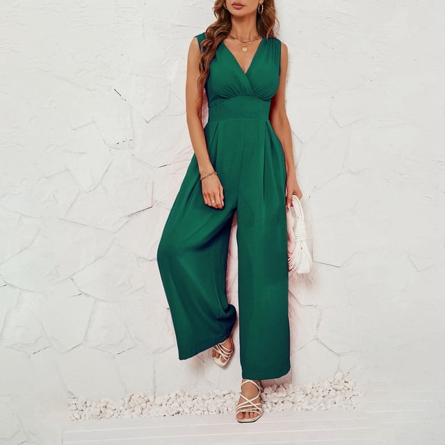 MKLEKYY Vêtements d'Automne pour Femmes Tendance 2024 Combinaison Sans Manches d'Été Mode Ceinture Sans Manches Robe Décontractée Pantalon Extensible pour Femmes