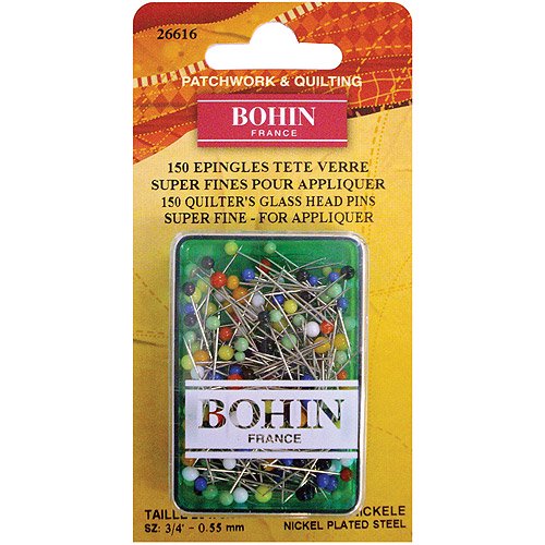 Bohin Glass Head Applique Pins, 150pk