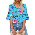 thumbnail image 6 of Fmbrln Womens Tops Summer Fashion Double Layered Short Sleeve V Neck T-Shirts Casual Loose Fit Floral Print Beach Vacation Blouses, 6 of 7