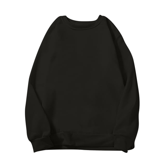 KIHOUT Spring Winter Womens Tops Solid Color Long Sleeve Loose Round Neck Capless Sweatshirt Blouse