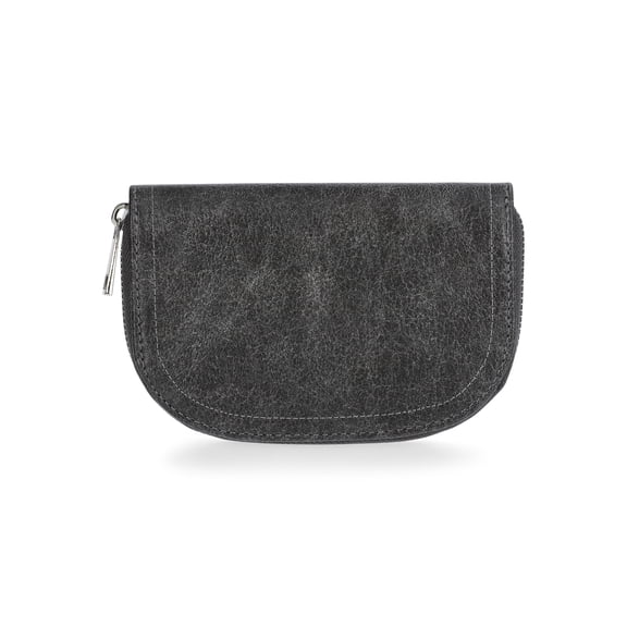 No Boundaries Women's Fashion Moto Rounded Wallet, Grey