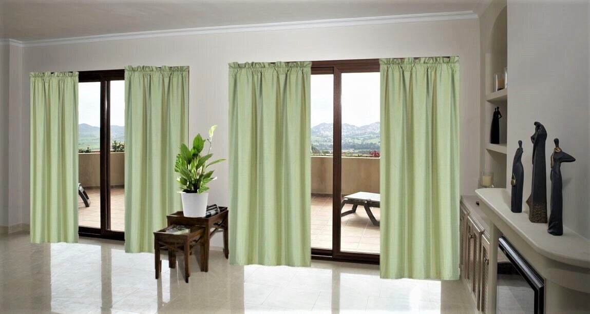 2 Piece sage green solid color matte light filtering blackout panel ...