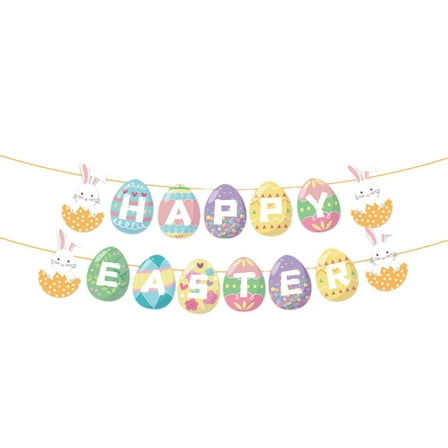HOMYL Happy Easter Banner Easter Decor Decorative Colorful for Spring Porch School