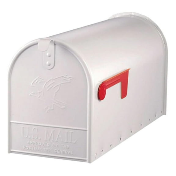 Werqueid Mailboxes E1600WAM Post-Mount Mailbox, Large, White Steel - Quantity 1