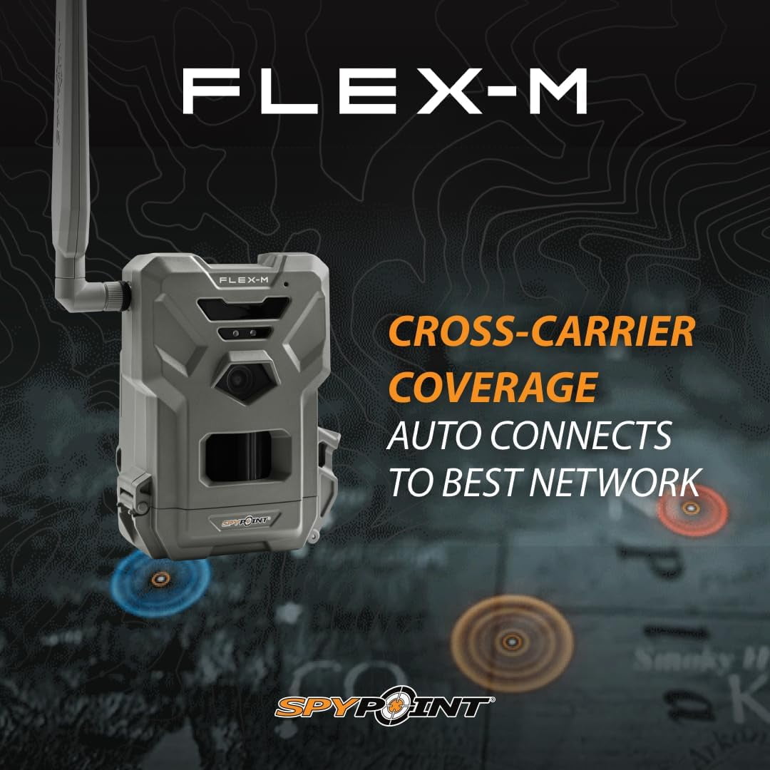 SPYPOINT Flex-m Twin Pack Cellular Trail Camera – Hunting Trail Monitor with GPS, Night Vision, Dual-Sim LTE, IP65 Water-Resistant