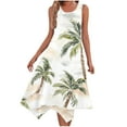 thumbnail image 3 of Sentmoon Dresses for Teens Comfy Boho Sleeveless Summer Maxi Dress Spaghetti Strap Hawaiian Print Round Neck Women's Cocktail Dresses Side Pockets for Beach Vacation Green XXL, 3 of 7