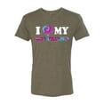 thumbnail image 2 of I Love My Boyfriend Tie Dye Pop Culture Mens Premium Tri Blend T-Shirt, Military Green, Large, 2 of 3