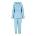 thumbnail image 4 of Pajamas For Women Set Christmas Women'S Autumn And Winter Solid Color Hooded Long Sleeve Pocket Casual Pants Home Two Piece Set Pajama Set, 4 of 5