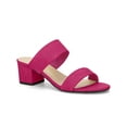 thumbnail image 1 of Women's Dual Straps Mid Chunky Heel Slide Sandals Hot Pink 9, 1 of 8