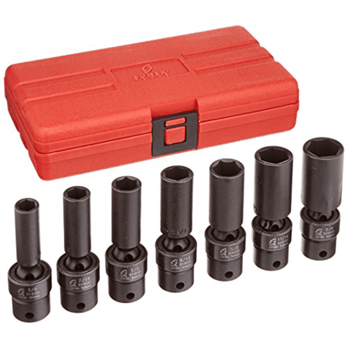 Sunex 3656 7 Pc. 3/8" Drive Deep Fract SAE Univ. Impact Socket Set