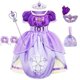 thumbnail image 1 of Vestido de Sofía para niña, disfraz de princesa para fiesta de cumpleaños, Halloween, manga abullonada, verano, 3, 6, 8 y 10 años Fivean unisex, 1 of 2