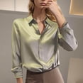 thumbnail image 5 of Satin Blouses for Womens Casual Lapel Collar Button Down Long Sleeve Silk Shirt 2026 Business Work Dressy Shirts, 5 of 5