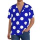 thumbnail image 1 of Balery Blue And White Polka Dot Camisa Casual de Manga Corta con Botones para Hombre, Texturizada, Estilo Cubano, para Playa, Verano-XX-Large, 1 of 5