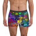 thumbnail image 1 of Pofeuu Geometry Dash Pattern Men's Boxer Briefs with Elastic Waistband and 3D Space Capsule Design, Soft and Breathable Underwear for Comfort and Style-Small, 1 of 5