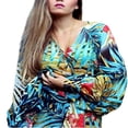 thumbnail image 3 of Robe Maxi Bohème à Manches Longues, Col en V, Florale, Tunique Ample, Caftan, Robes pour Femmes, Plage, Vacances, Robe Longueur, Robes d'Été, Grande Taille, 3 of 5