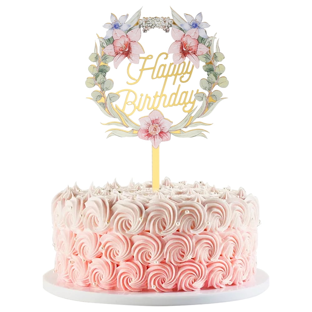 Gifts Baby Shower Double Layer Acrylic Decor Happy Birthday Cake Topper 