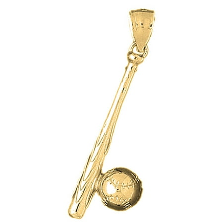 10K Yellow Gold Baseball Bat And Ball Pendant - 42 mm