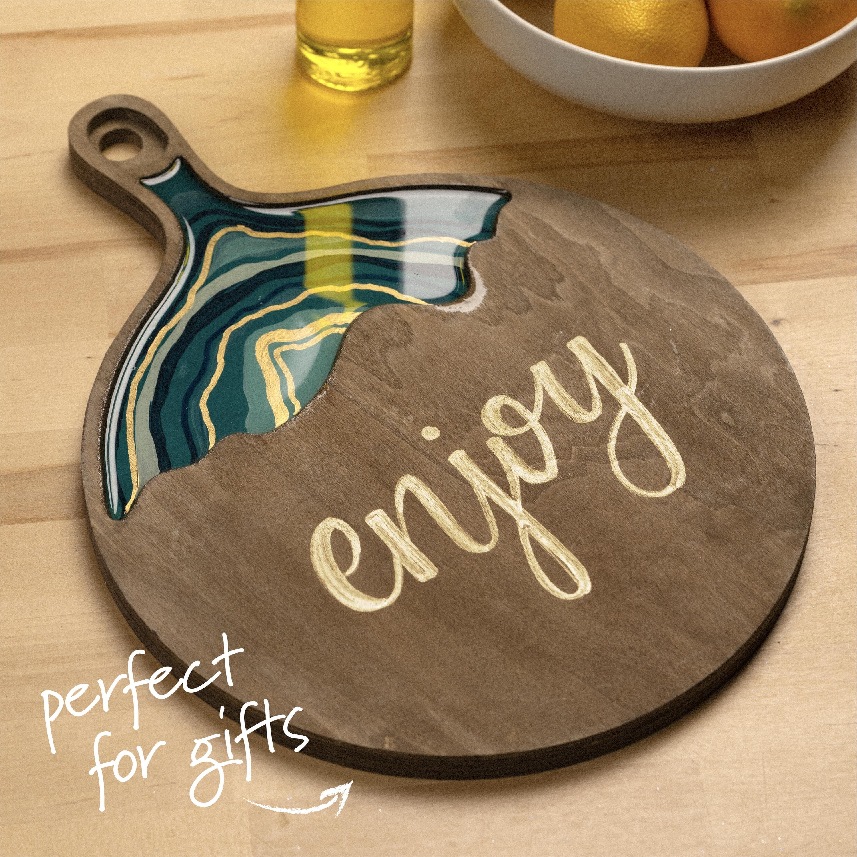 Mod Podge Wood Surfaces Circle Cutting Board for Resin Arts and Crafts Projects, 10" x 13.25"